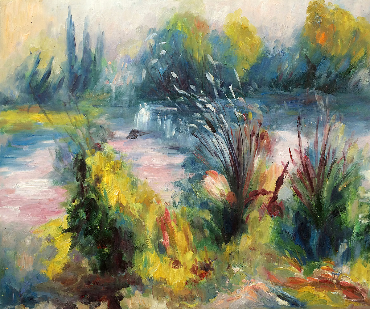 Paysage Bords de Seine - Pierre-Auguste Renoir painting on canvas